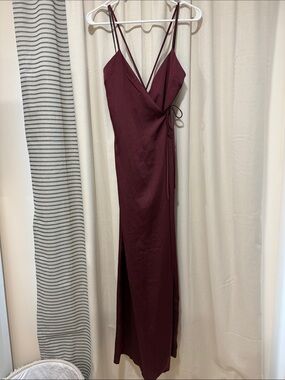 Forever 21 Wine Wrap Maxi Dress with Double Spaghetti Straps